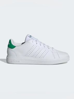 Adidas Advantage White & Green Tennis Shoes Sneakers 4.5 Boys / 6 Women’s